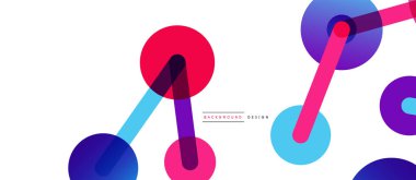 Çizgi noktaları geometrik soyut arkaplan bağlantıları. Çizgilerle birbirine bağlı çemberler. Duvar kağıdı, afiş, arkaplan veya iniş için moda tekno iş şablonu