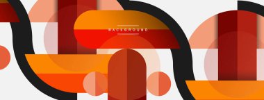 Yuvarlak geometrik şekiller çizgiler ve daireler. Duvar kağıdı afişi ya da iniş sayfası için vektör şablonu