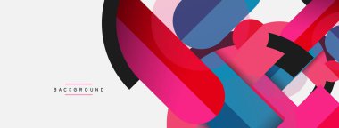 Geometrik şekiller bileşim soyut arkaplan. Çember çizgileri ve dikdörtgenler. Duvar kağıdı afişi veya iniş sayfası için vektör illüstrasyonu