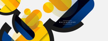 Yuvarlak geometrik şekiller çizgiler ve daireler. Duvar kağıdı afişi ya da iniş sayfası için vektör şablonu