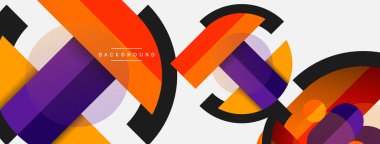 Geometrik şekiller bileşim soyut arkaplan. Çember çizgileri ve dikdörtgenler. Duvar kağıdı afişi veya iniş sayfası için vektör illüstrasyonu