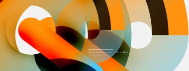 Yuvarlak şekiller daireler ve diğer geometrik şekiller. Duvar kağıdı afişi arkaplan kartı veya iniş sayfası için vektör illüstrasyonu