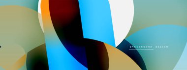 Yuvarlak şekiller daireler ve diğer geometrik şekiller. Duvar kağıdı afişi arkaplan kartı veya iniş sayfası için vektör illüstrasyonu