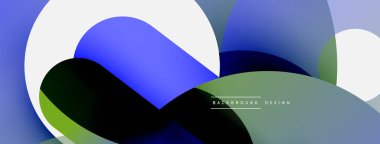 Yuvarlak şekiller daireler ve diğer geometrik şekiller. Duvar kağıdı afişi arkaplan kartı veya iniş sayfası için vektör illüstrasyonu