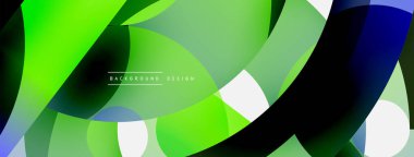 Yuvarlak şekiller daireler ve diğer geometrik şekiller. Duvar kağıdı afişi arkaplan kartı veya iniş sayfası için vektör illüstrasyonu