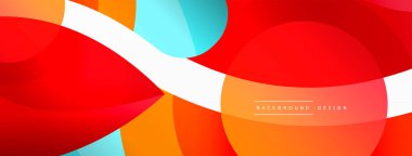 Renkli geometrik şekilli soyut arkaplan. Yuvarlak şekilli, daire ve çizgilerle çok güzel bir arka plan. Geometrik tasarım. Vektör illüstrasyonu