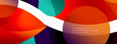 Renkli geometrik şekilli soyut arkaplan. Yuvarlak şekilli, daire ve çizgilerle çok güzel bir arka plan. Geometrik tasarım. Vektör illüstrasyonu
