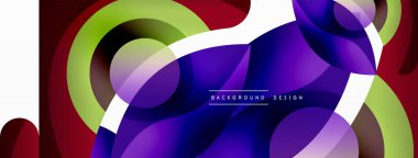 Renkli geometrik şekilli soyut arkaplan. Yuvarlak şekilli, daire ve çizgilerle çok güzel bir arka plan. Geometrik tasarım. Vektör illüstrasyonu