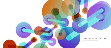 Soyut arkaplan. Yuvarlak noktalar çizgilerle birleşti. Duvar kağıdı, afiş, arkaplan veya iniş için moda tekno iş şablonu