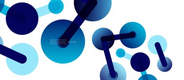 Soyut arkaplan. Yuvarlak noktalar çizgilerle birleşti. Duvar kağıdı, afiş, arkaplan veya iniş için moda tekno iş şablonu