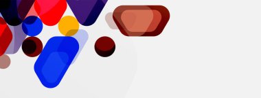 Beyaz üzerine renkli baloncuklar ve yuvarlak geometrik şekiller. Duvar kağıdı, pankart, arkaplan, iniş sayfası için vektör geometrik asgari özet arkaplan