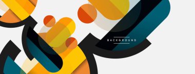 Yuvarlak geometrik şekiller çizgiler ve daireler. Duvar kağıdı afişi ya da iniş sayfası için vektör şablonu