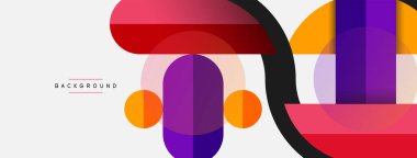 Geometrik şekiller bileşim soyut arkaplan. Çember çizgileri ve dikdörtgenler. Duvar kağıdı afişi veya iniş sayfası için vektör illüstrasyonu