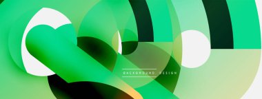 Yuvarlak şekiller daireler ve diğer geometrik şekiller. Duvar kağıdı afişi arkaplan kartı veya iniş sayfası için vektör illüstrasyonu