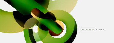 Yuvarlak şekiller daireler ve diğer geometrik şekiller. Duvar kağıdı afişi arkaplan kartı veya iniş sayfası için vektör illüstrasyonu