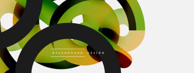 Yuvarlak şekiller daireler ve diğer geometrik şekiller. Duvar kağıdı afişi arkaplan kartı veya iniş sayfası için vektör illüstrasyonu