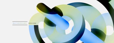 Yuvarlak şekiller daireler ve diğer geometrik şekiller. Duvar kağıdı afişi arkaplan kartı veya iniş sayfası için vektör illüstrasyonu