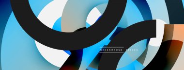 Yuvarlak şekiller daireler ve diğer geometrik şekiller. Duvar kağıdı afişi arkaplan kartı veya iniş sayfası için vektör illüstrasyonu