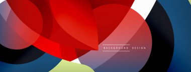 Renkli geometrik şekilli soyut arkaplan. Yuvarlak şekilli, daire ve çizgilerle çok güzel bir arka plan. Geometrik tasarım. Vektör illüstrasyonu