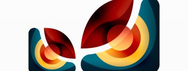 Renkli geometrik şekilli soyut arkaplan. Yuvarlak şekilli, daire ve çizgilerle çok güzel bir arka plan. Geometrik tasarım. Vektör illüstrasyonu