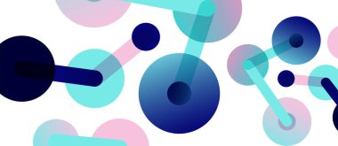 Soyut arkaplan. Yuvarlak noktalar çizgilerle birleşti. Duvar kağıdı, afiş, arkaplan veya iniş için moda tekno iş şablonu