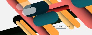 Yuvarlak şekiller ve çizgiler üst üste biniyor. Duvar kağıdı afişi veya iniş sayfası için vektör illüstrasyonu