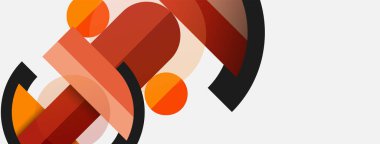 Geometrik şekiller bileşim soyut arkaplan. Çember çizgileri ve dikdörtgenler. Duvar kağıdı afişi veya iniş sayfası için vektör illüstrasyonu