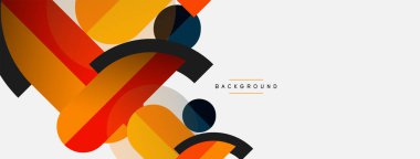 Geometrik şekiller bileşim soyut arkaplan. Çember çizgileri ve dikdörtgenler. Duvar kağıdı afişi veya iniş sayfası için vektör illüstrasyonu