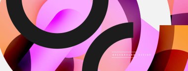 Yuvarlak şekiller daireler ve diğer geometrik şekiller. Duvar kağıdı afişi arkaplan kartı veya iniş sayfası için vektör illüstrasyonu