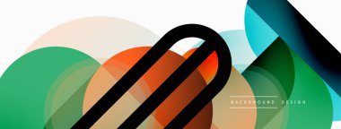 Yuvarlak üçgen çizgileri ve daireleri şekillendirir. Duvar kağıdı afişi arkaplanı veya iniş sayfası için Geometrik vektör çizimi