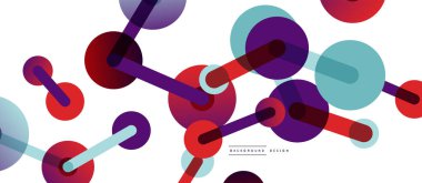 Soyut arkaplan. Yuvarlak noktalar çizgilerle birleşti. Duvar kağıdı, afiş, arkaplan veya iniş için moda tekno iş şablonu