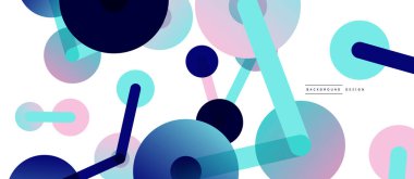 Çizgi noktaları geometrik soyut arkaplan bağlantıları. Çizgilerle birbirine bağlı çemberler. Duvar kağıdı, afiş, arkaplan veya iniş için moda tekno iş şablonu