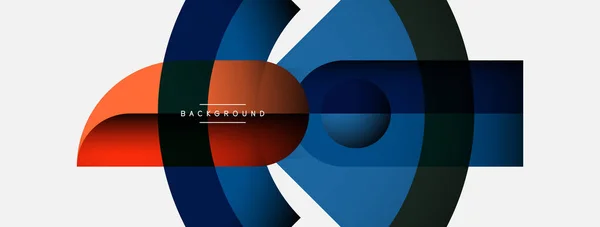 Fondo abstracto geométrico. Formas redondas, círculos, composición de líneas para fondo de banner de papel pintado o landing page — Vector de stock