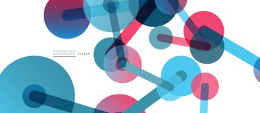 Çizgi noktaları geometrik soyut arkaplan bağlantıları. Çizgilerle birbirine bağlı çemberler. Duvar kağıdı, afiş, arkaplan veya iniş için moda tekno iş şablonu