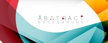 Asgari soyut arkaplan - beyaz üzerine gölge çizgileri ile örtüşen renk şekilleri. Duvar Kağıdı, Sancak, Arkaplan, İniş Sayfası için Vektör İllüstrasyonu