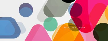 Beyaz üzerine renkli baloncuklar ve yuvarlak geometrik şekiller. Duvar kağıdı, pankart, arkaplan, iniş sayfası için vektör geometrik asgari özet arkaplan