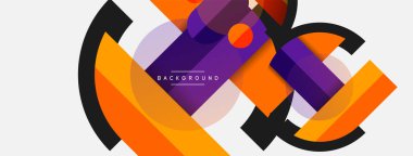 Geometrik şekiller bileşim soyut arkaplan. Çember çizgileri ve dikdörtgenler. Duvar kağıdı afişi veya iniş sayfası için vektör illüstrasyonu