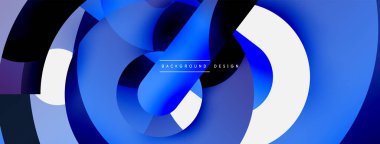 Yuvarlak şekiller daireler ve diğer geometrik şekiller. Duvar kağıdı afişi arkaplan kartı veya iniş sayfası için vektör illüstrasyonu