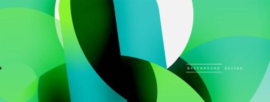 Yuvarlak şekiller daireler ve diğer geometrik şekiller. Duvar kağıdı afişi arkaplan kartı veya iniş sayfası için vektör illüstrasyonu