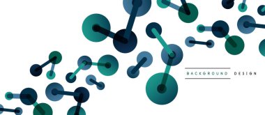 Soyut arkaplan. Yuvarlak noktalar çizgilerle birleşti. Duvar kağıdı, afiş, arkaplan veya iniş için moda tekno iş şablonu
