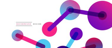 Çizgi noktaları geometrik soyut arkaplan bağlantıları. Çizgilerle birbirine bağlı çemberler. Duvar kağıdı, afiş, arkaplan veya iniş için moda tekno iş şablonu