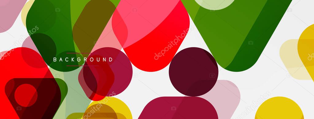 Color bubbles and rounded geometric shapes on white. Vector geometric minimal abstract background for wallpaper, banner, background, landing page