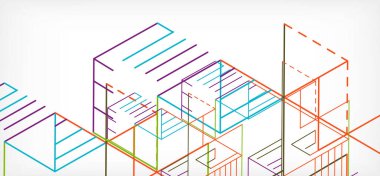 Soyut arkaplan. Beyaz arkaplanda renk çizgileri. Doğrusal soyut kompozisyon. Duvar kağıdı, afiş, arkaplan, iniş sayfası için tekno veya iş konsepti
