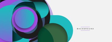 Çember ve yuvarlak şekiller soyut arkaplan. Duvar kağıdı afişi veya iniş sayfası için vektör illüstrasyonu