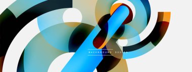 Yuvarlak şekiller daireler ve diğer geometrik şekiller. Duvar kağıdı afişi arkaplan kartı veya iniş sayfası için vektör illüstrasyonu