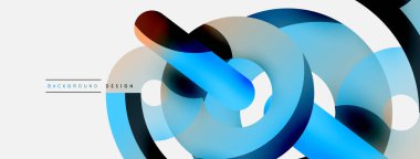 Yuvarlak şekiller daireler ve diğer geometrik şekiller. Duvar kağıdı afişi arkaplan kartı veya iniş sayfası için vektör illüstrasyonu