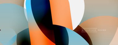 Yuvarlak şekiller daireler ve diğer geometrik şekiller. Duvar kağıdı afişi arkaplan kartı veya iniş sayfası için vektör illüstrasyonu