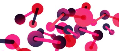 Soyut arkaplan. Yuvarlak noktalar çizgilerle birleşti. Duvar kağıdı, afiş, arkaplan veya iniş için moda tekno iş şablonu