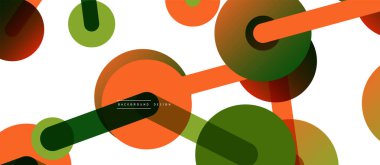 Soyut arkaplan. Yuvarlak noktalar çizgilerle birleşti. Duvar kağıdı, afiş, arkaplan veya iniş için moda tekno iş şablonu