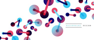 Soyut arkaplan. Yuvarlak noktalar çizgilerle birleşti. Duvar kağıdı, afiş, arkaplan veya iniş için moda tekno iş şablonu